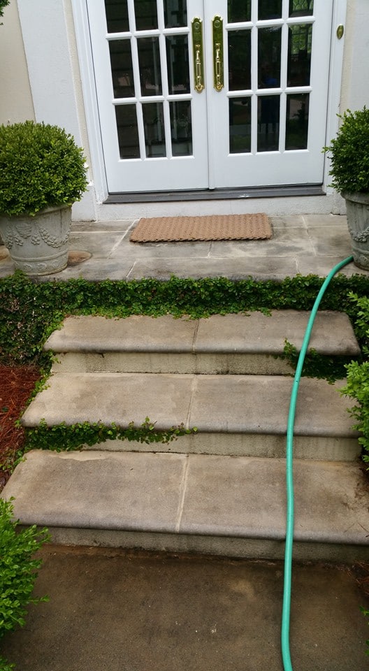Concrete Steps on a Dunwoody GA Home - Before Pressure Washing.