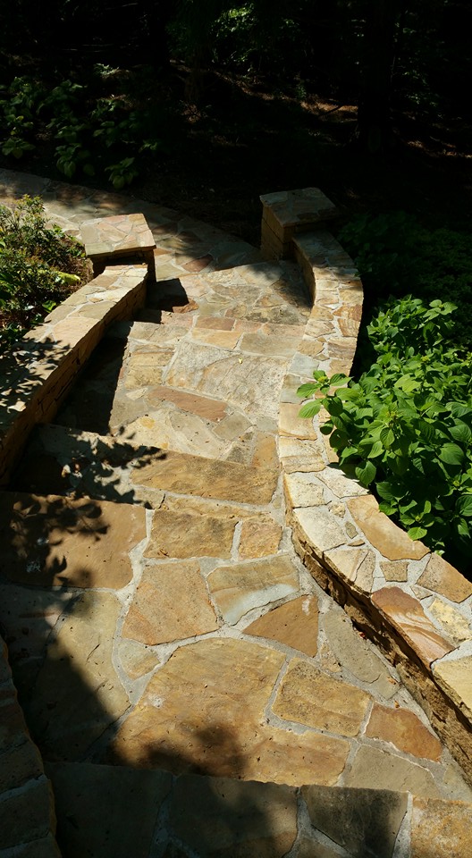 Stone walkway on a Dunwoody GA Home - After Pressure Washing.